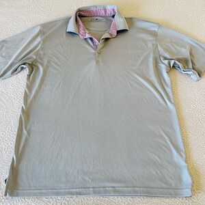 HL Sport Polo Golf Shirt Gray Red Geometric XL